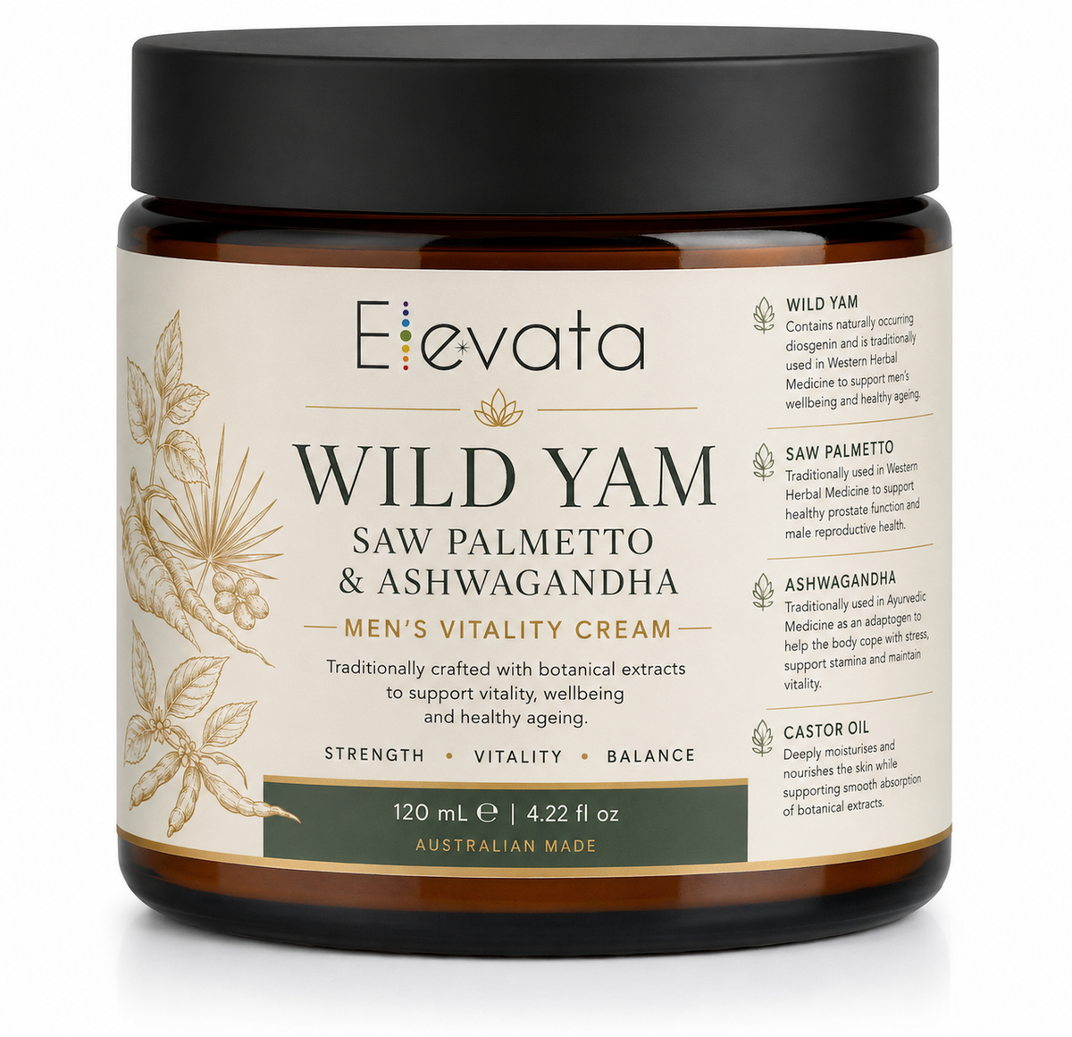 Wild Yam Saw Palmetto & Ashwagandha - Men's Vitality Cream